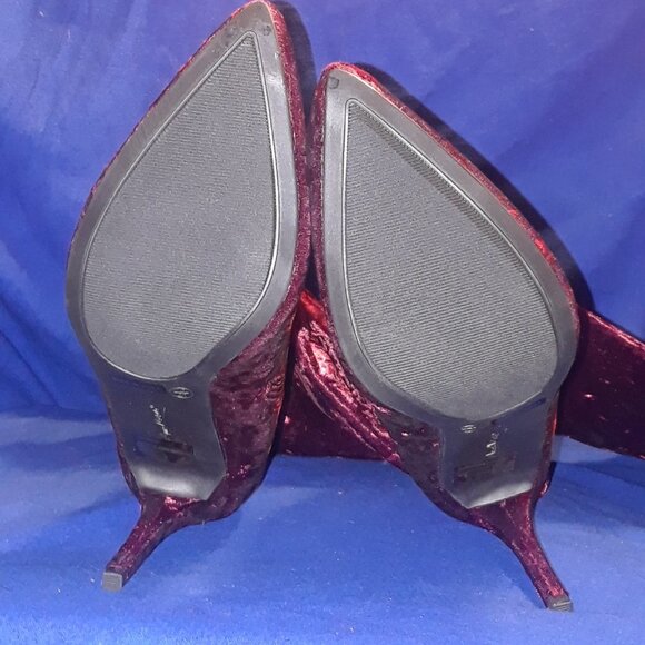 DEDICATE OVER THE KNEE BOOTS / CRUSH VELVET  / BURGUNDY - Picture 4 of 7